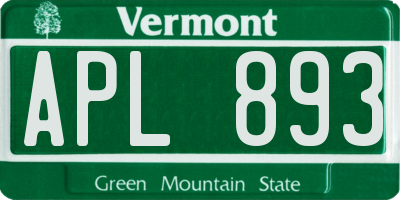VT license plate APL893