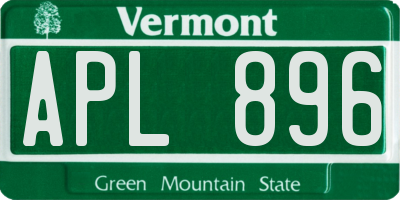 VT license plate APL896