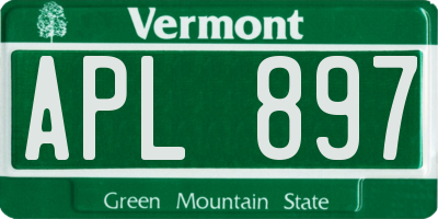 VT license plate APL897