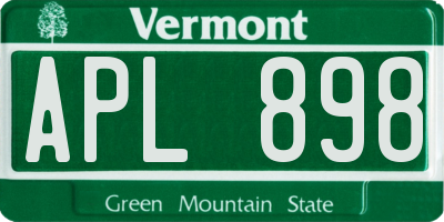 VT license plate APL898