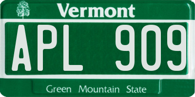 VT license plate APL909