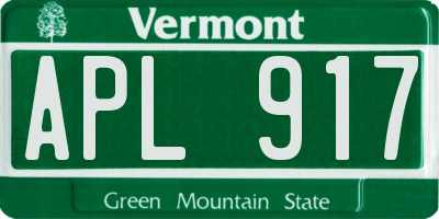 VT license plate APL917
