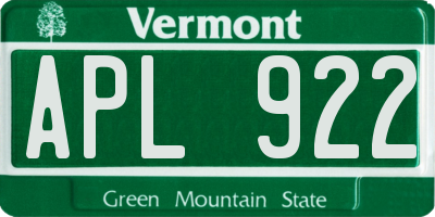 VT license plate APL922