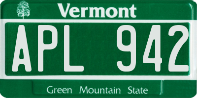 VT license plate APL942