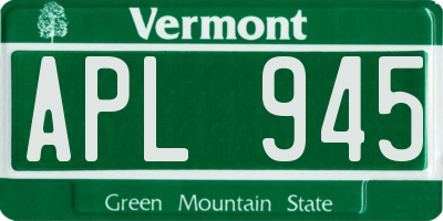 VT license plate APL945