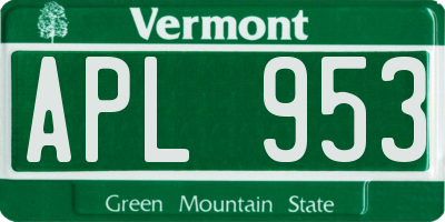 VT license plate APL953
