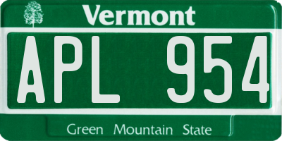 VT license plate APL954