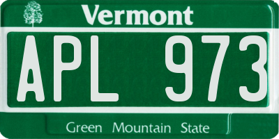 VT license plate APL973
