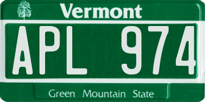 VT license plate APL974