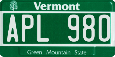 VT license plate APL980