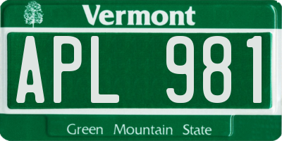 VT license plate APL981