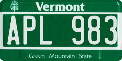 VT license plate APL983
