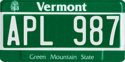 VT license plate APL987