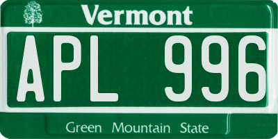 VT license plate APL996