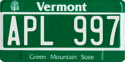 VT license plate APL997