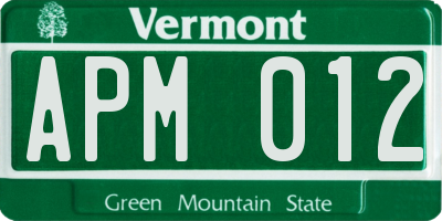 VT license plate APM012