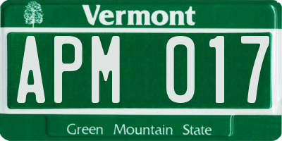 VT license plate APM017
