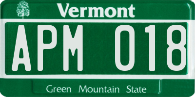 VT license plate APM018