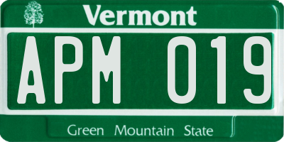 VT license plate APM019