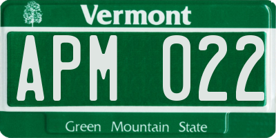 VT license plate APM022