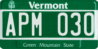 VT license plate APM030