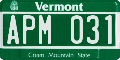 VT license plate APM031