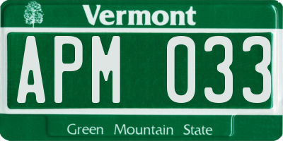 VT license plate APM033