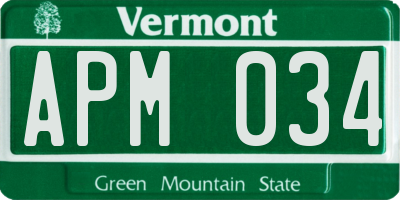VT license plate APM034