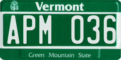 VT license plate APM036