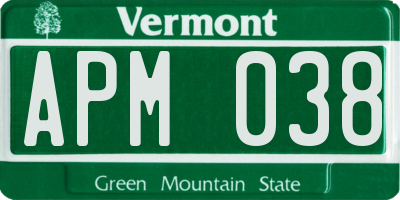 VT license plate APM038