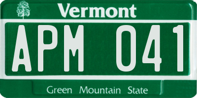 VT license plate APM041