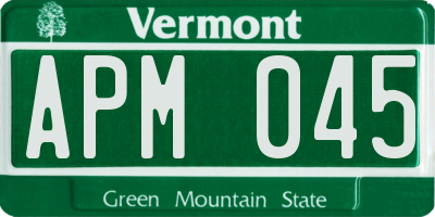 VT license plate APM045