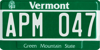 VT license plate APM047