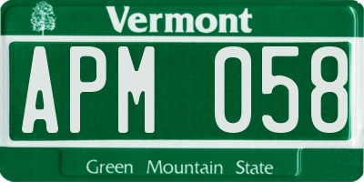 VT license plate APM058