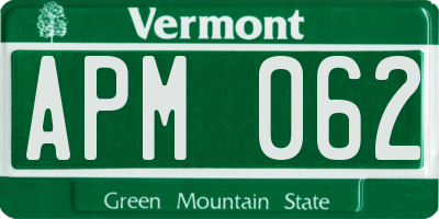 VT license plate APM062