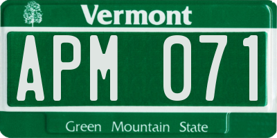 VT license plate APM071