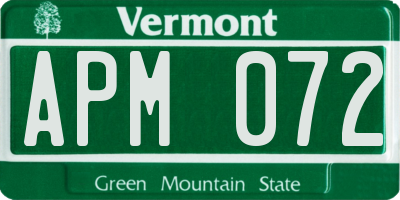 VT license plate APM072