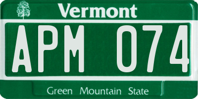 VT license plate APM074