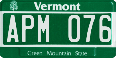 VT license plate APM076