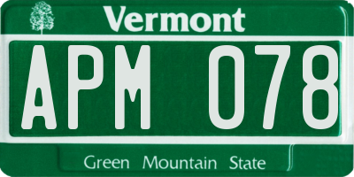 VT license plate APM078
