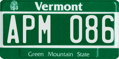 VT license plate APM086