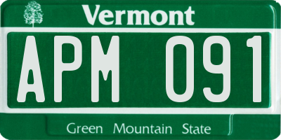 VT license plate APM091