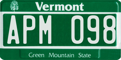 VT license plate APM098