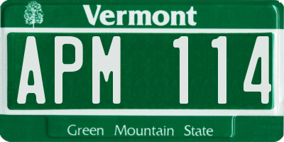 VT license plate APM114