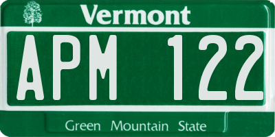 VT license plate APM122