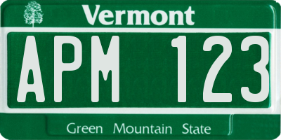 VT license plate APM123