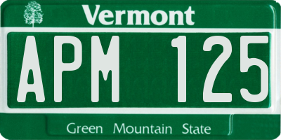 VT license plate APM125