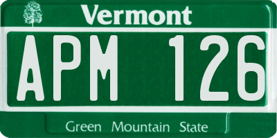 VT license plate APM126