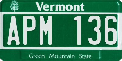 VT license plate APM136