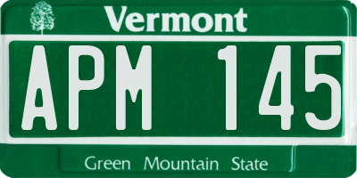 VT license plate APM145